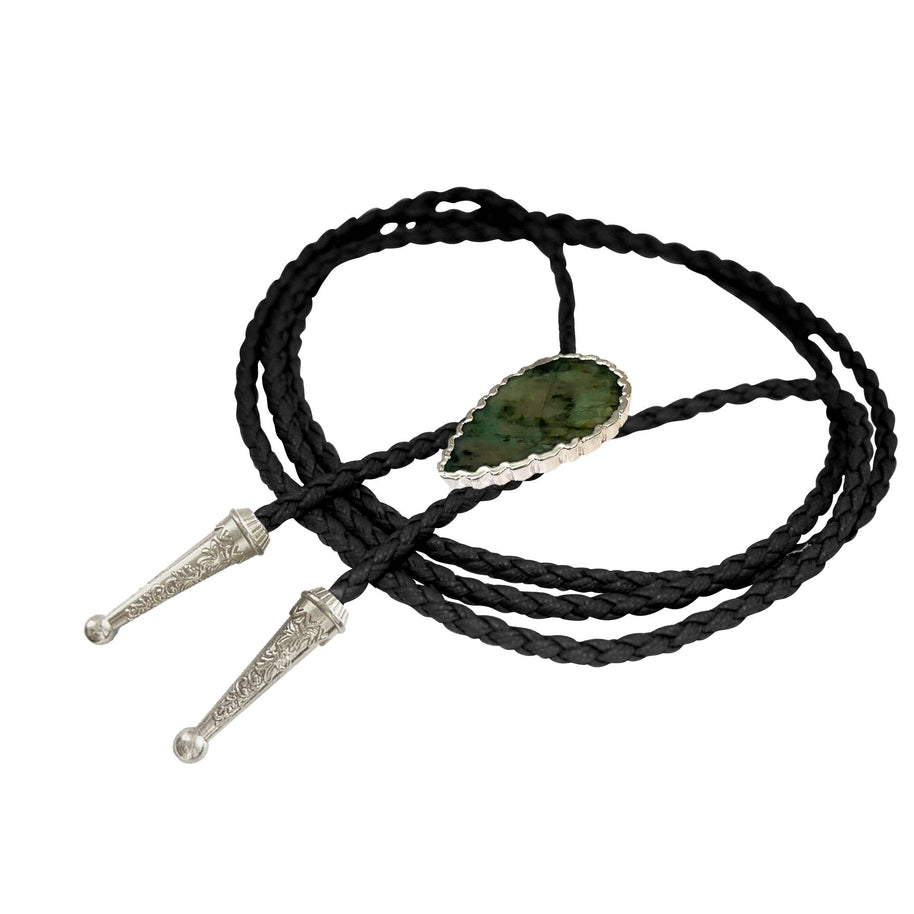 Emerald Bolo Tie, Silver Accents