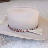 Horsehair Braided Single Tassel Hat Band - Cerise