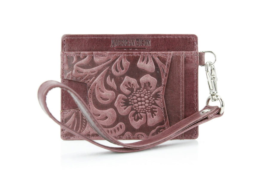 Small ID Wristlet Floral Filigree Leather