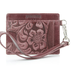 Small ID Wristlet Floral Filigree Leather