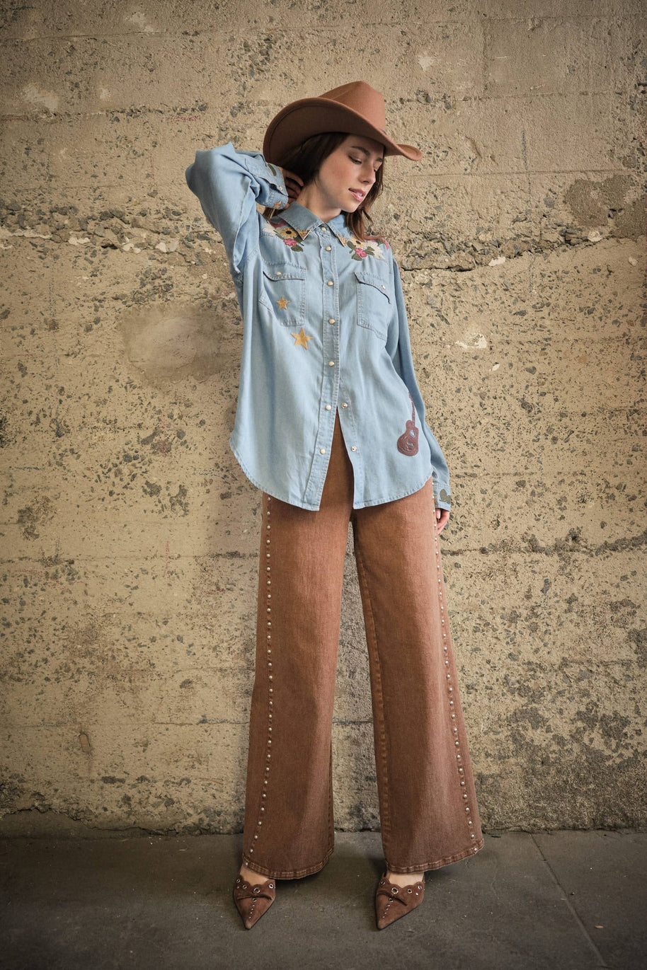 Western Embroidered Tencel Shirt