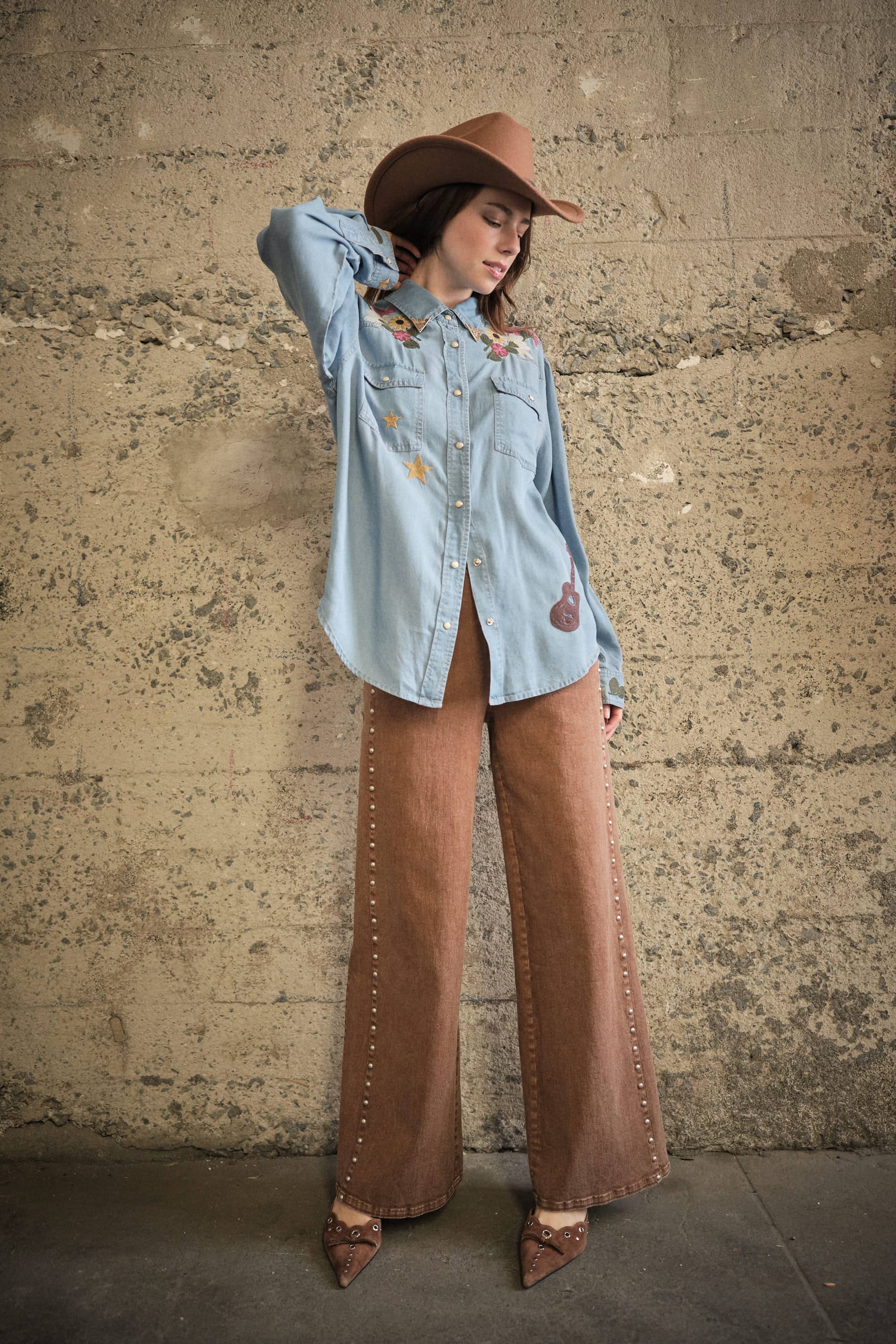 Western Embroidered Tencel Shirt