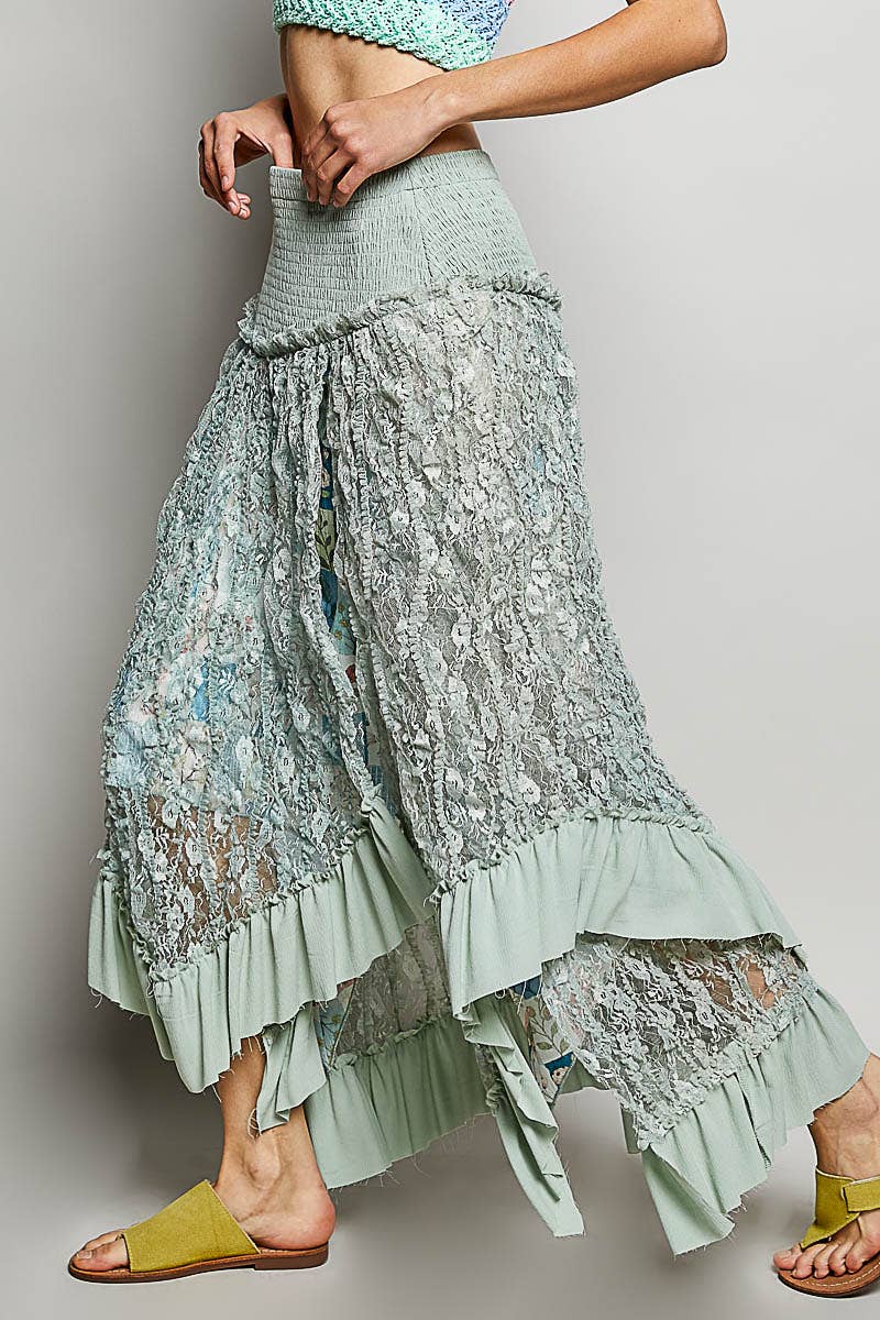 Reverse Ruffle Lace Skirt