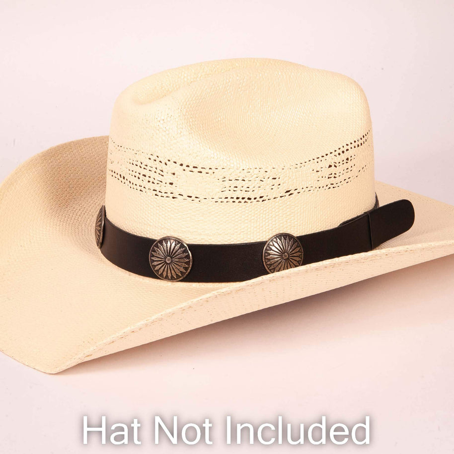 Genuine Leather Concho  Hat Band - Style Aztec