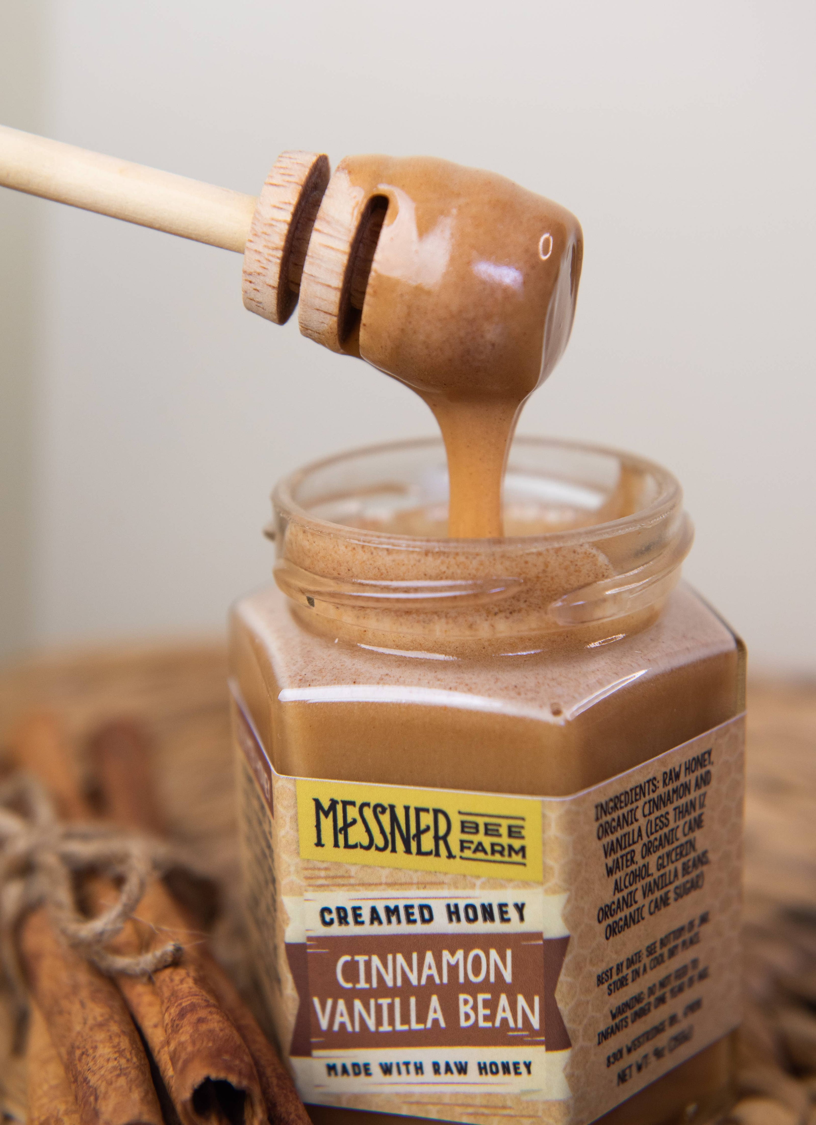 Cinnamon Vanilla Bean Creamed Honey, 9oz.