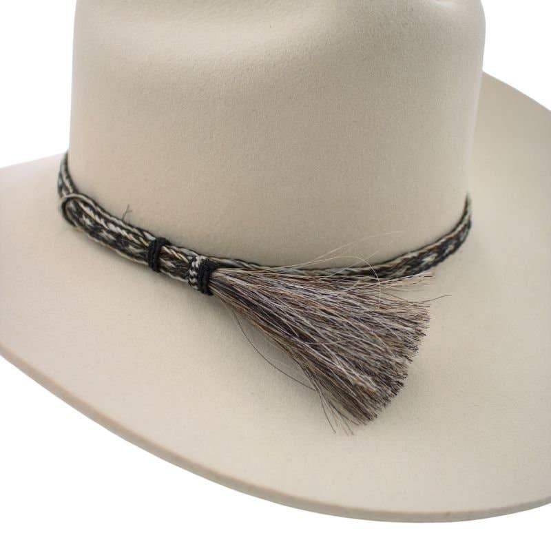 Horsehair Braided Single Tassel Hat Band - Pepper