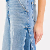 High Rise Wide Leg Jeans with Tucked Side Panel