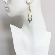 Geometric green onyx spike earrings