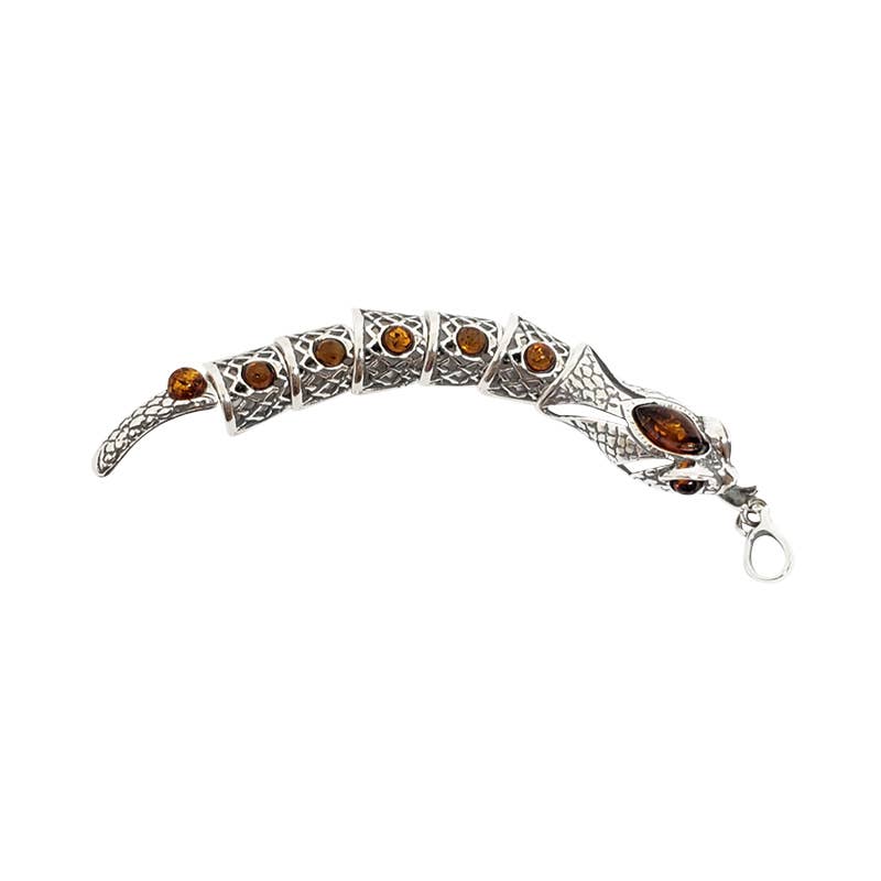 Dark Cognac Amber  “Snake” Pendant