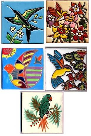 Hand-painted Birds tile assortment