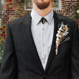Gemstone Bolo Tie - Onyx (Gold)