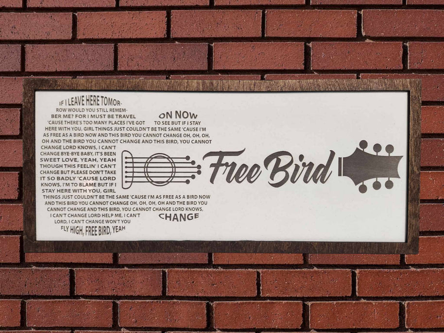 Handmade Lynyrd Skynyrd Free Bird Lyrics  sign