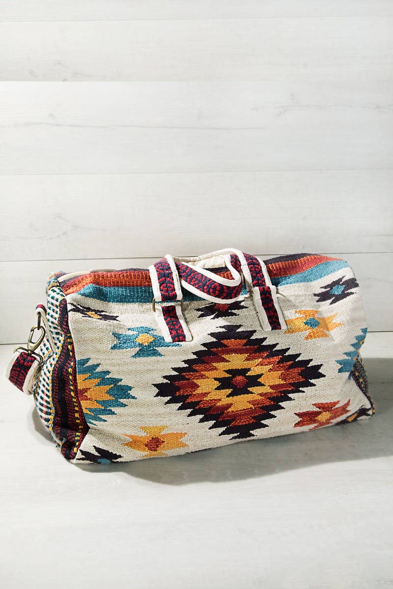 Ethnic Print Duffel Bag