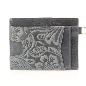 Small ID Wristlet Floral Filigree Leather
