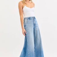 High Rise Wide Leg Jeans with Tucked Side Panel