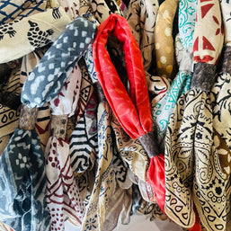 Boho Bandanas With Cowhide Leather Slides