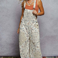 Crochet contrast patch overalls