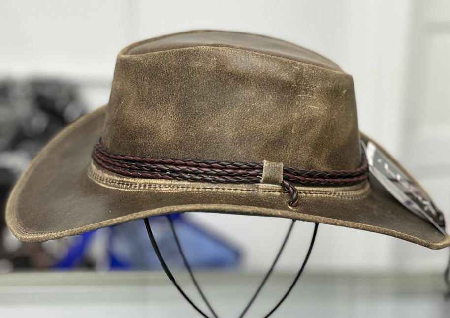 Banjo  Leather Cowboy Western Hat