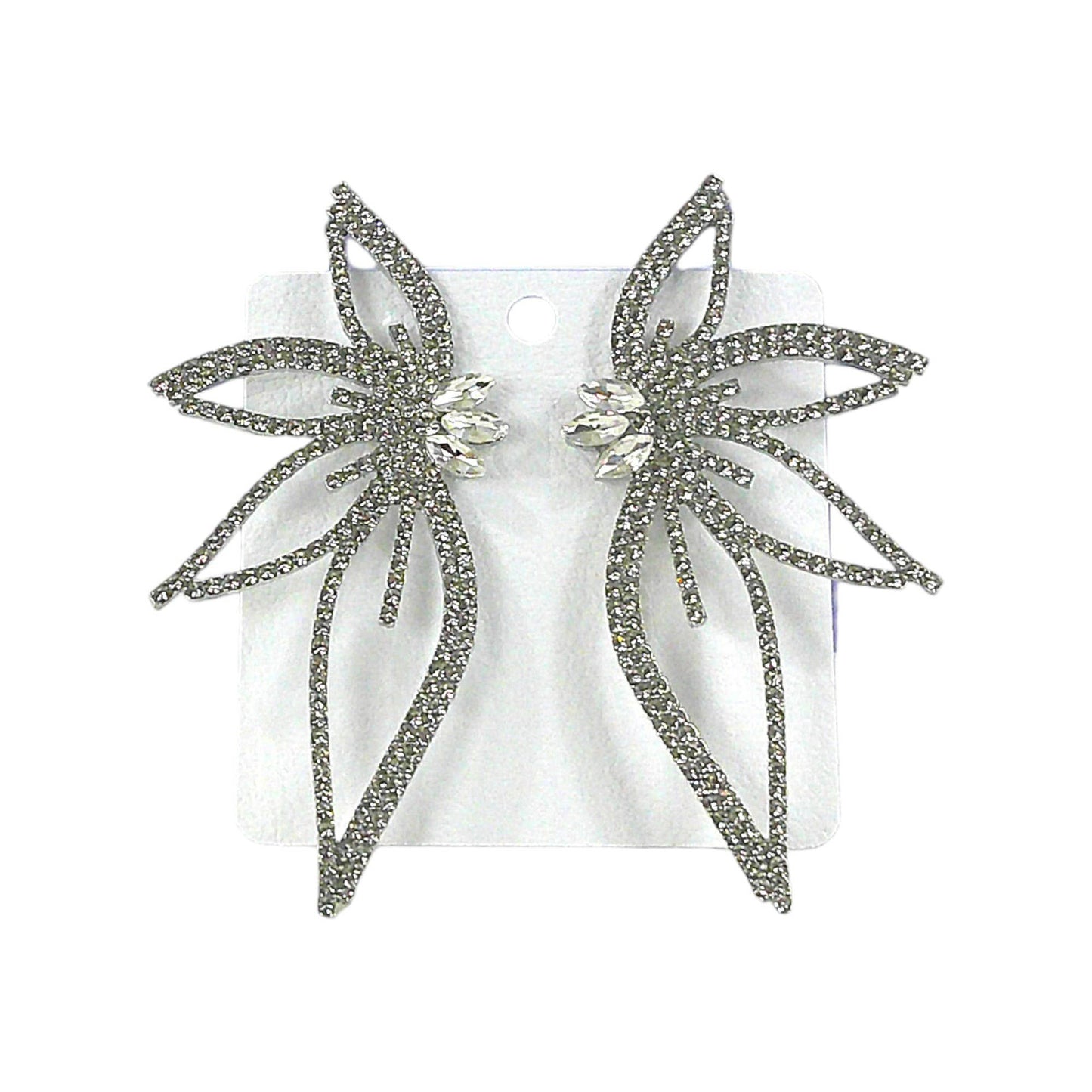 RHINESTONE WING EARRING Silver