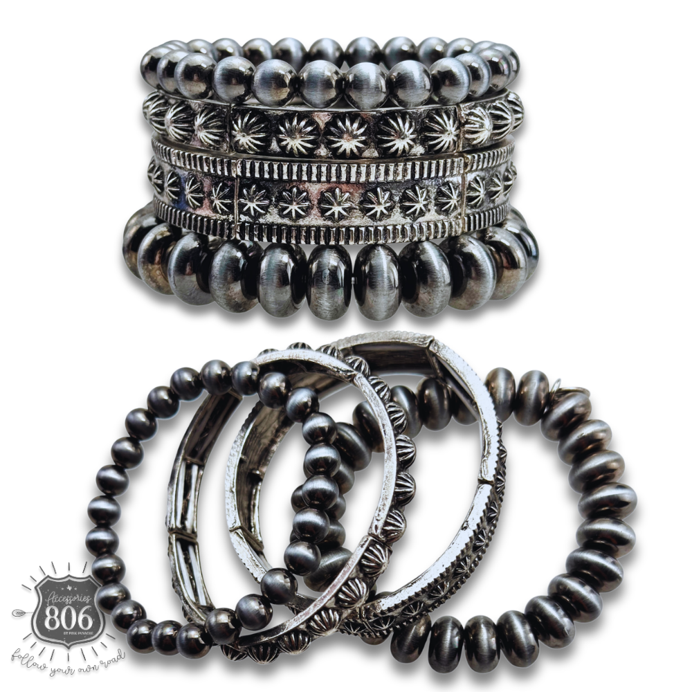 Silver cuff bracelet set