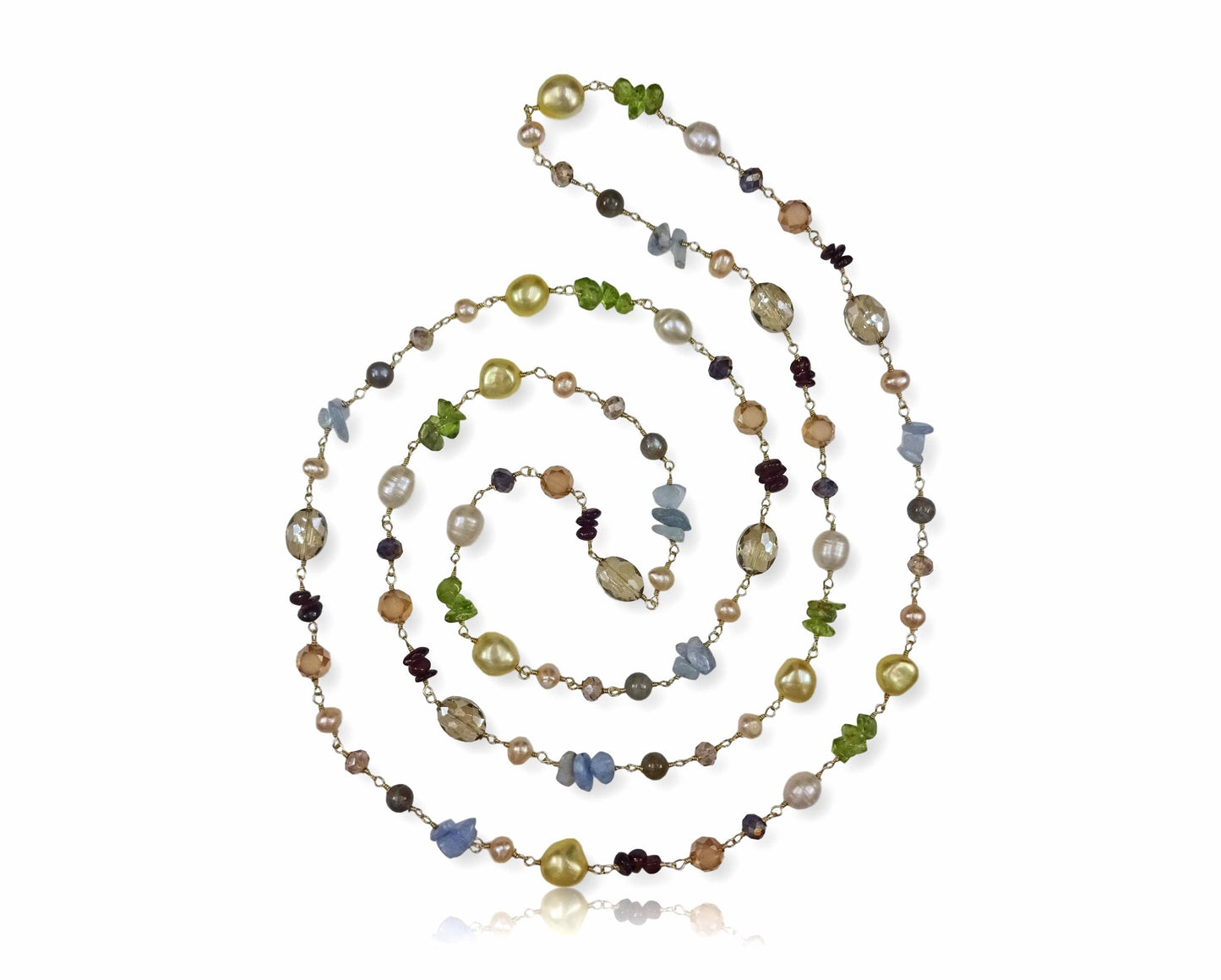 Multi-Gemstones Beaded-Wire Wrapped Necklace