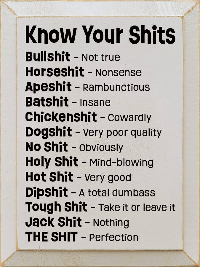 Know Your Shits Sign