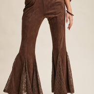 Lace Inset Flare Pants