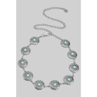 Squash Blossom Concho Belt with Turquoise