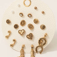 Hearts And Western Cowboy Western Stud Earrings Set