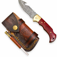 Titan Crimson Trek Damascus Folding Knife TFT-115
