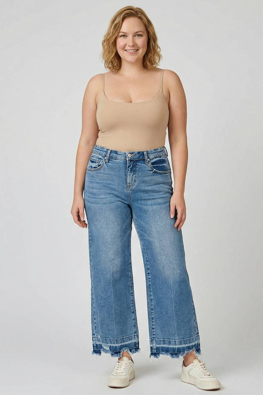 Tummy Control Crop Jeans with Released Hem, 1X-3X