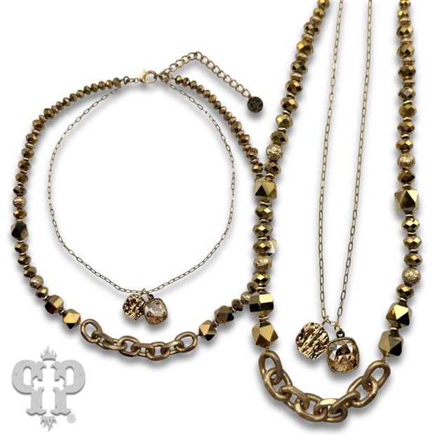 Swarovski® crystals double strand bead choker