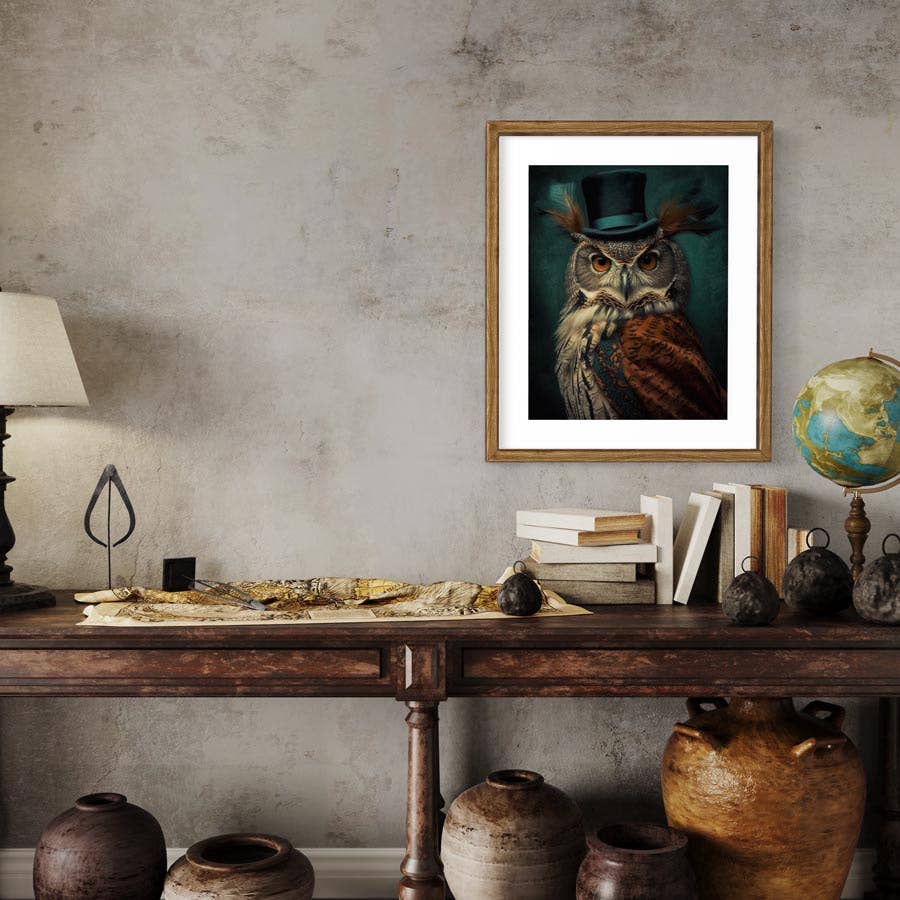 Gentleman Owl Vintage Portrait Wall Art