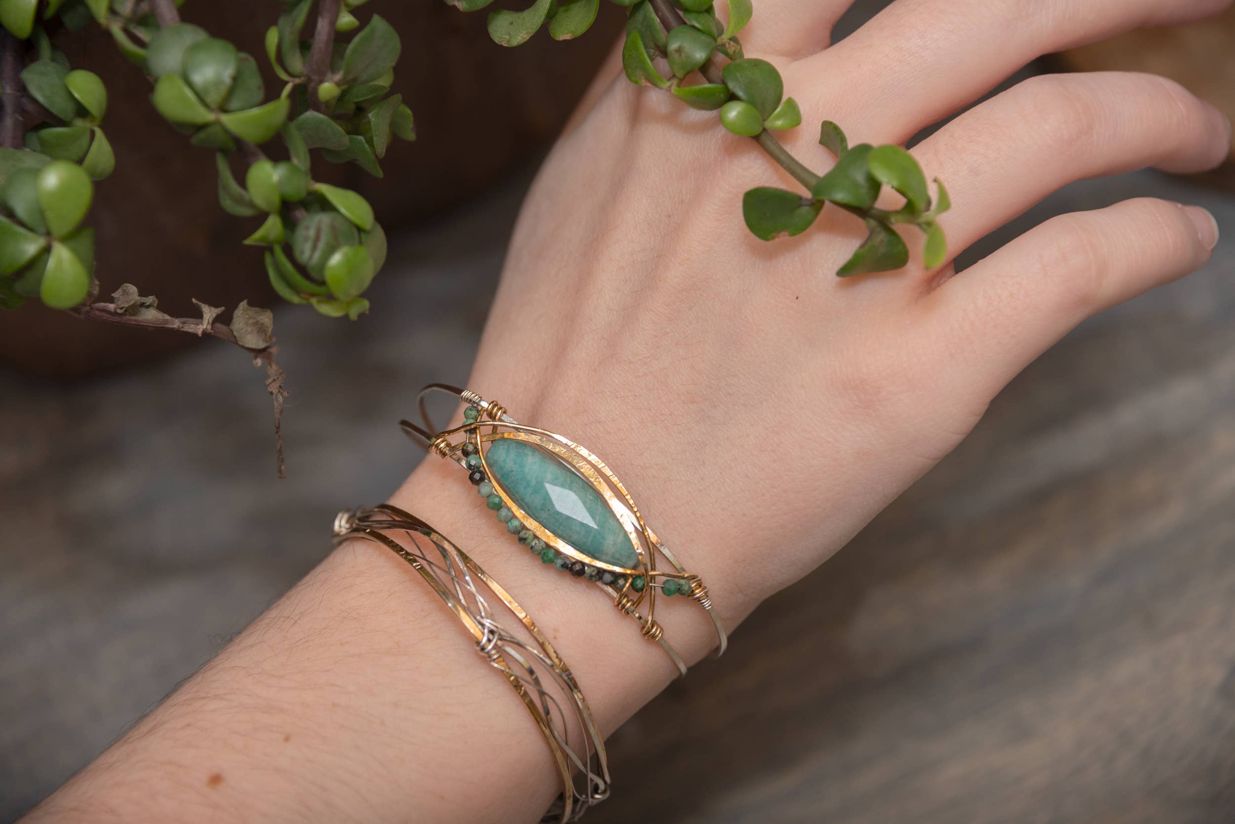 Amazonite Eye Cuff Bracelet