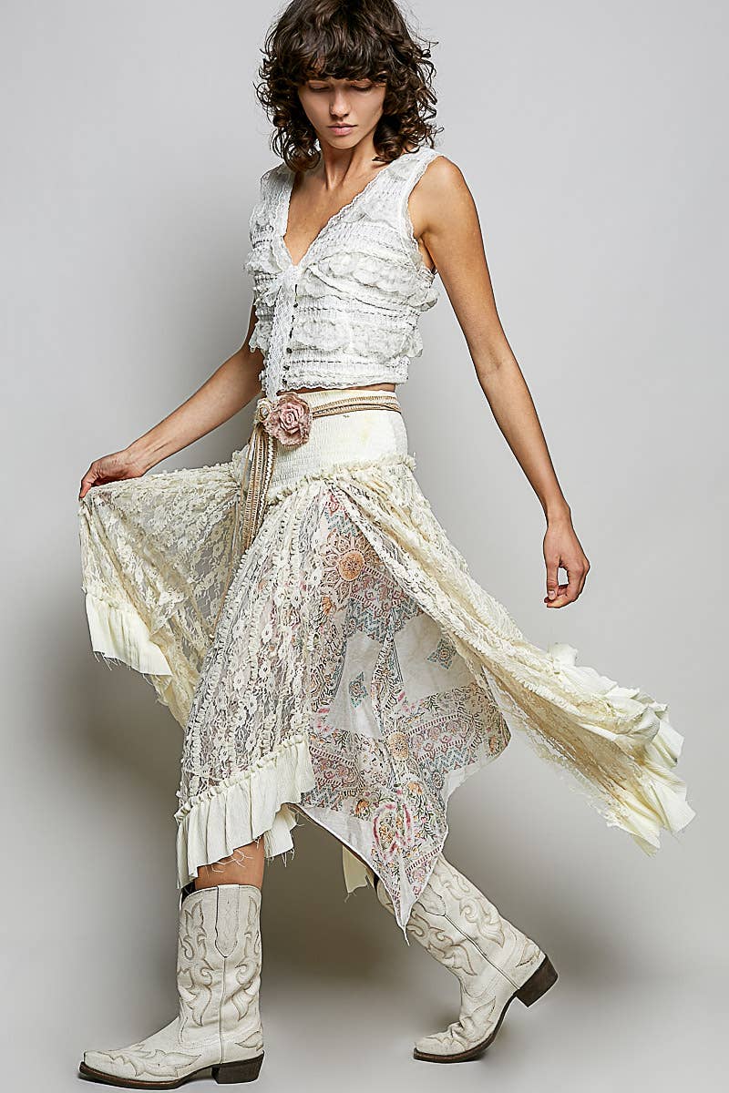 Reverse Ruffle Lace Skirt