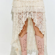 Lace High-Low Skirt, Plus, Cream