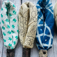 Boho Bandanas With Cowhide Leather Slides