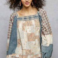 Double Gauze Woven Patch Top