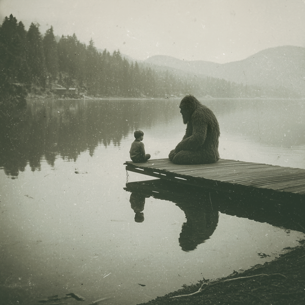 Bigfoot on Dock Art print