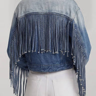 Fringed Denim Crop Jacket