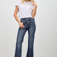 High-Rise Boot Cut Jeans Seam Detail
