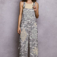 Crochet contrast patch overalls