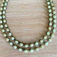 Long Golden Mint Crystal Necklace To Wear Long or Wrapped