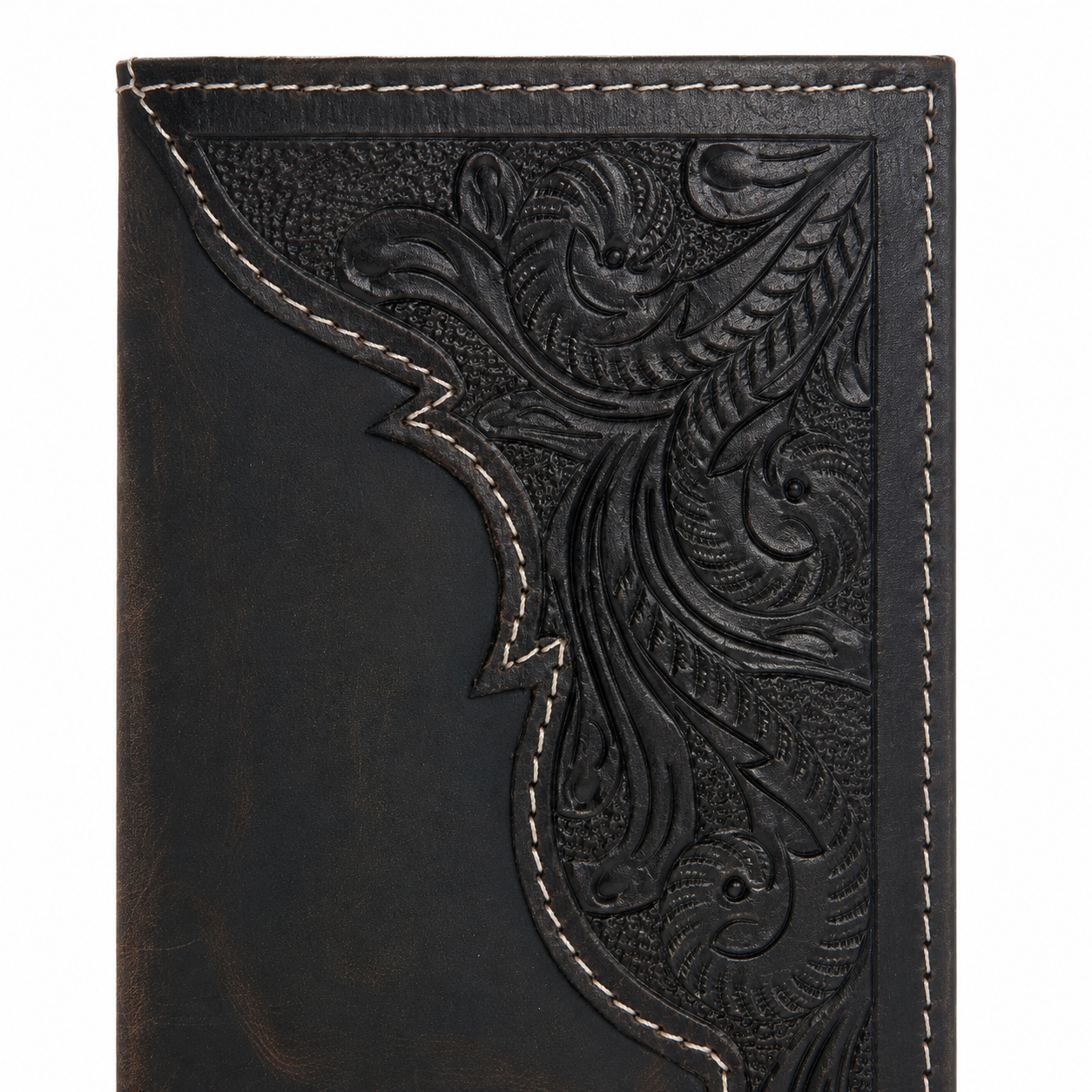 Oil Pull Up Tooled Leather Accent Rodeo Wallet