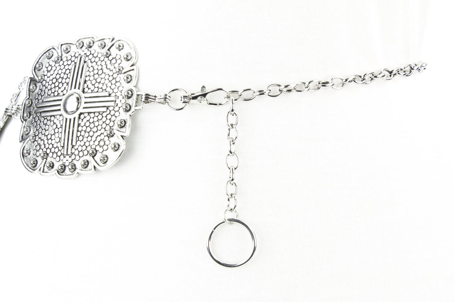 Women’s Medallion Chain Belt with Cross Design