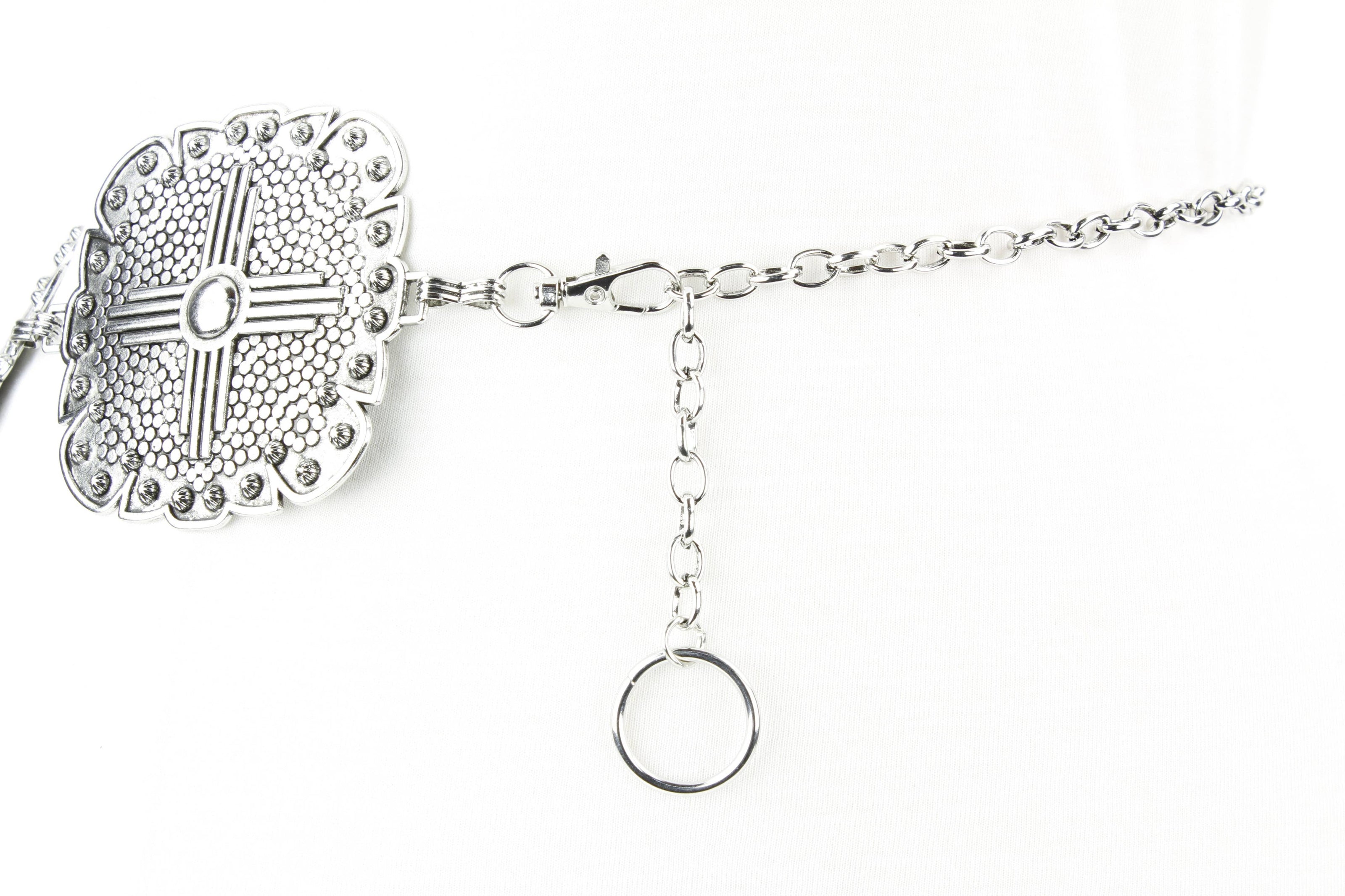Women’s Medallion Chain Belt with Cross Design
