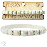 Prong set rhinestone stretch bracelet, white