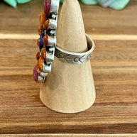 Beautiful Handmade Multi Stone And Sterling Silver Adjustable Ring