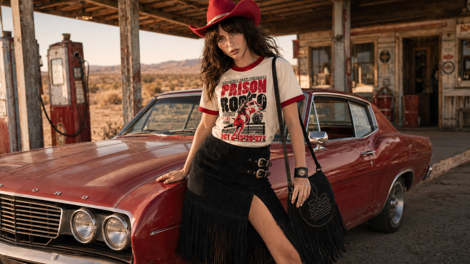 Fringe Buckle Skirt, Black