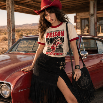 Fringe Buckle Skirt, Black